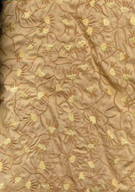 silk dupioni fabric caramel gold heavy embroidery 54" wide [343]