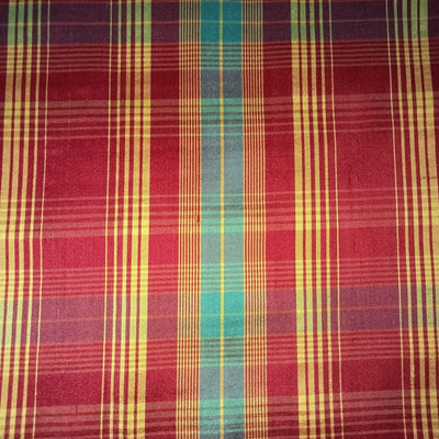 100% silk dupion red yellow and blue Plaids fabric 54&quot; wide