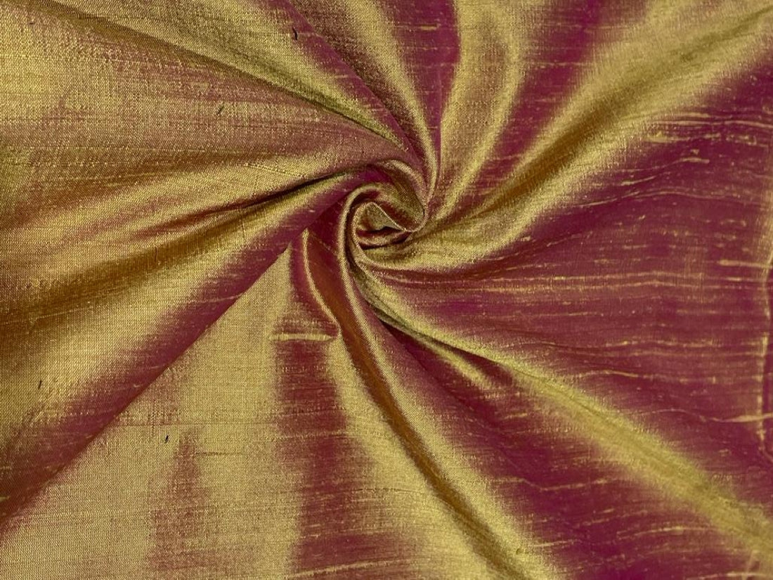 100% pure silk dupioni golden yellow x pink 108" wide with slubs MM106[3]