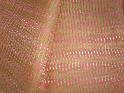 Chanderi silk fabric metallic gold stripe 44'' wide
