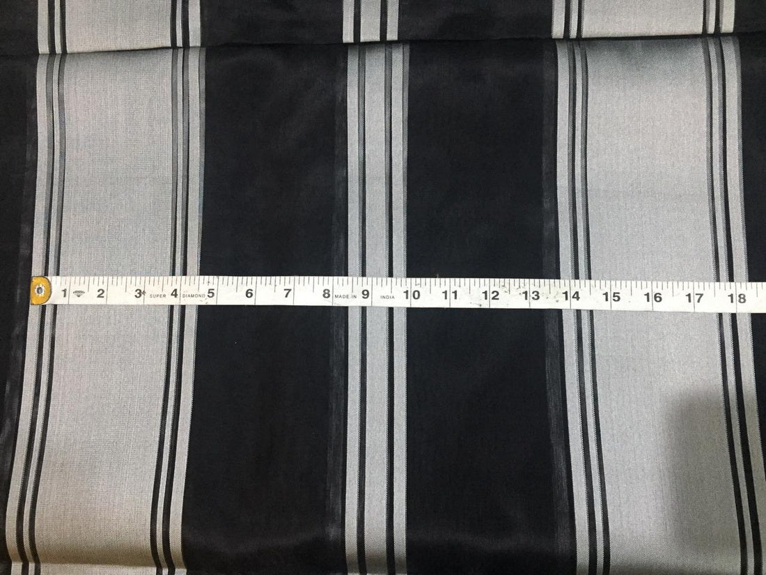 100% silk organza black stripes fabric 54" wide by the yard