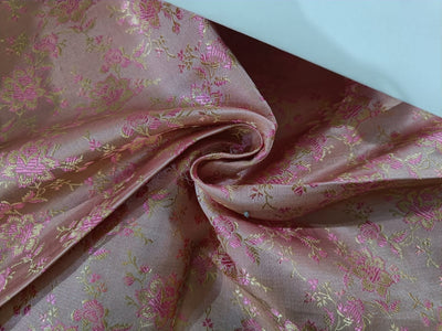 Silk Brocade Candy Pink Floral Design 44" wide BRO107[5]