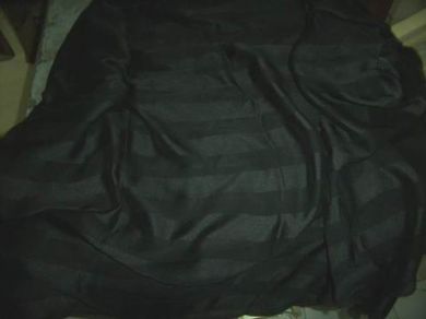 Jet black silk chiffon satin stripe fabric 44&quot;,<p>Exclusive silks~exclusive satin stripe:~we have 20 yards of jet black silk chiffon fabric with satin stripes{one &amp; quater inch wide~1 1/4&quot;} 42 / 44&quot; width
