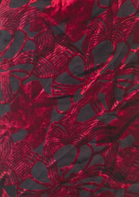 Red x Black Devore Polyester Viscose Burnout Velvet fabric ~ 44&quot; wide[455]