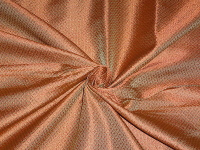 SILK BROCADE FABRIC Orange & GOLD COLOUR 44" wide BRO388[4]