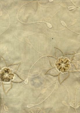silk organza olive w/ velour flower 44" wide [710]