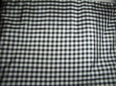 100% Silk taffeta black / white plaids 54&quot; wide - The Fabric Factory