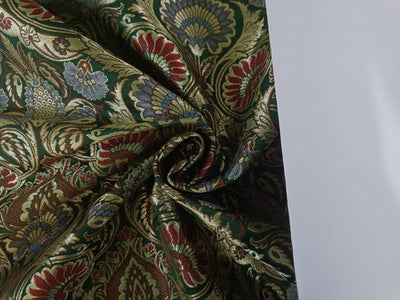Silk Brocade King Khab fabric Green ,red brown and metalic jacquard 36" wide BRO858[2]