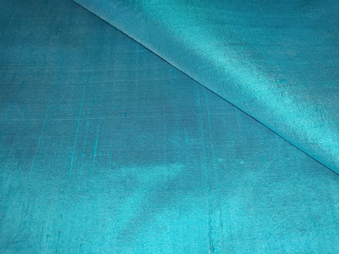 100% PURE SILK DUPION FABRIC TURQUOISE BLUE colour 54" wide mm76[5]
