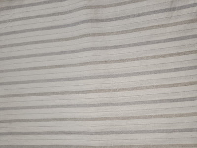100% pure linen ivory with silver lurex stripe fabric 54" wide [11760]