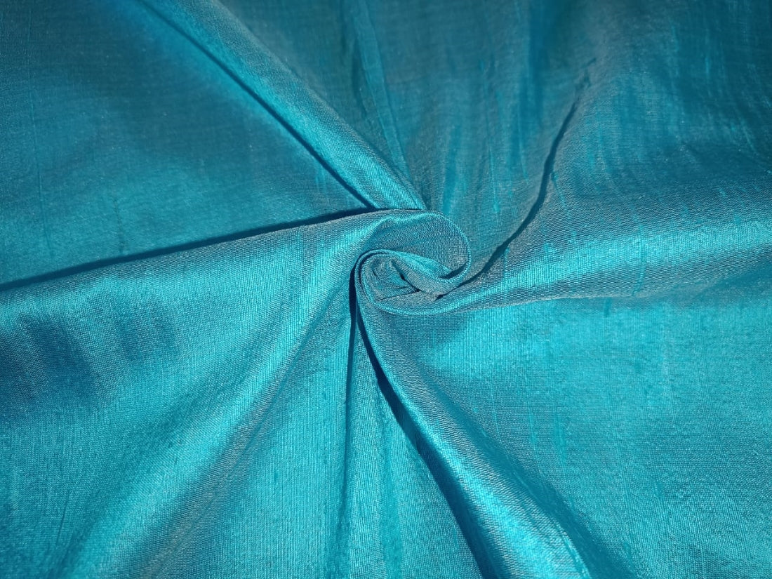 100% PURE SILK DUPION FABRIC TURQUOISE BLUE colour 54" wide mm76[5]