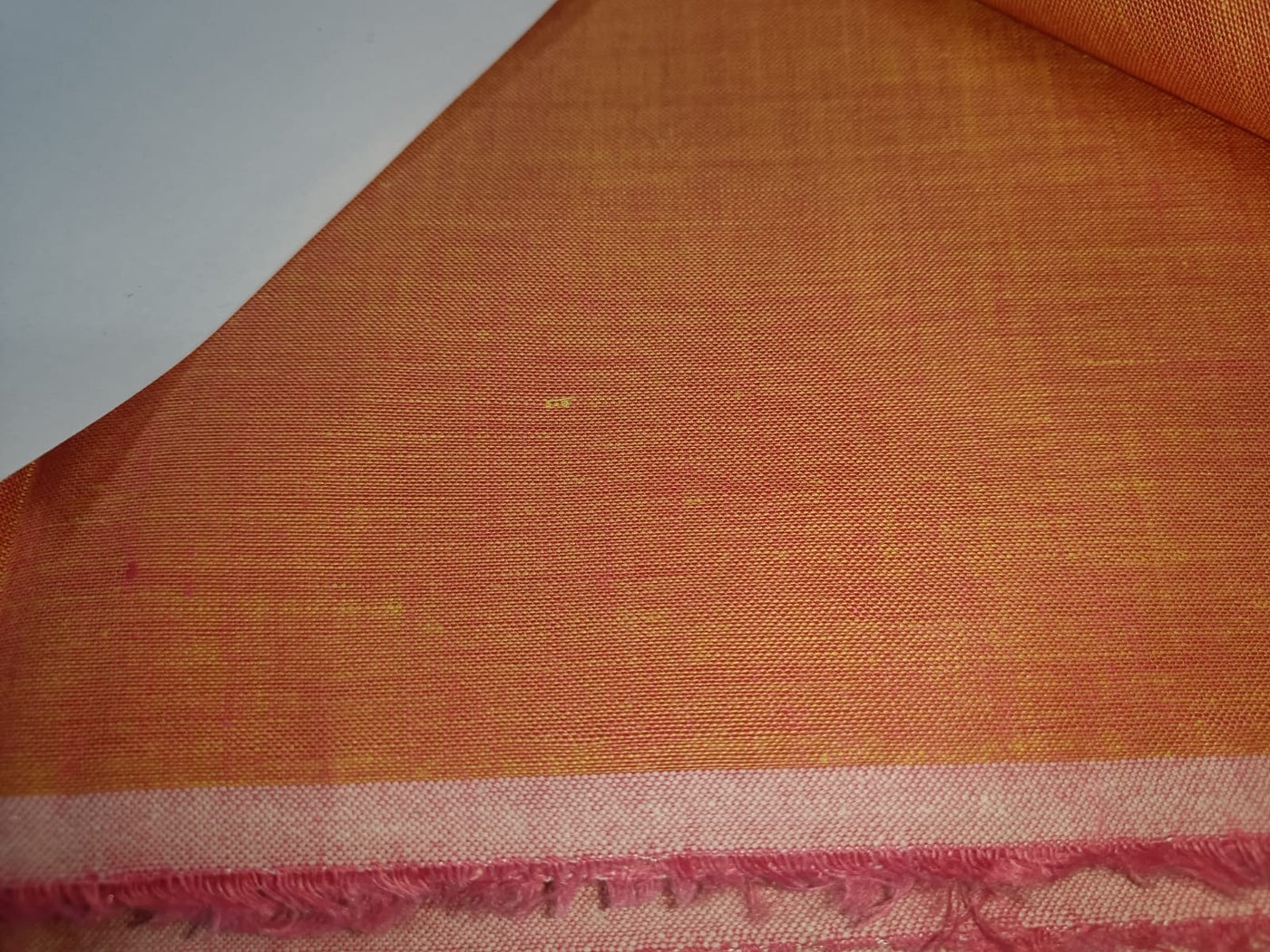 Two tone linen fabric {iridescent} firefly orange x pink colour 54" wide [4412]