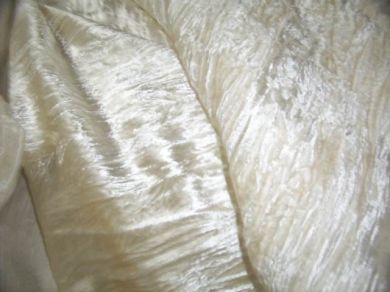 100% Crushed Velvet Champagne/ Cream Fabric ~ 44&quot; wide - The Fabric Factory