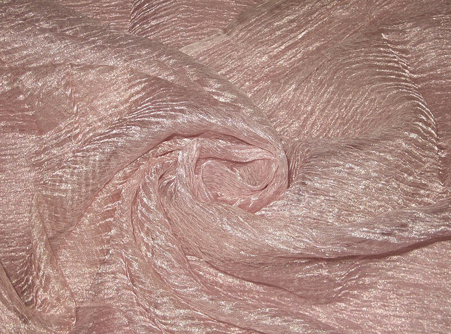 crushed sheer Baby Pink silk metalic tissue fabric PKT 14[2]