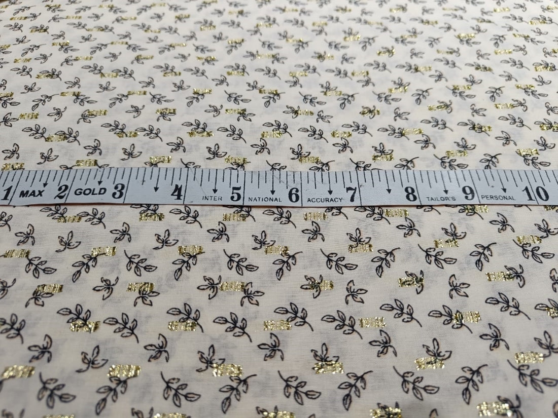 100% Cotton Print with gold mettalic motif Fabric 58" wide