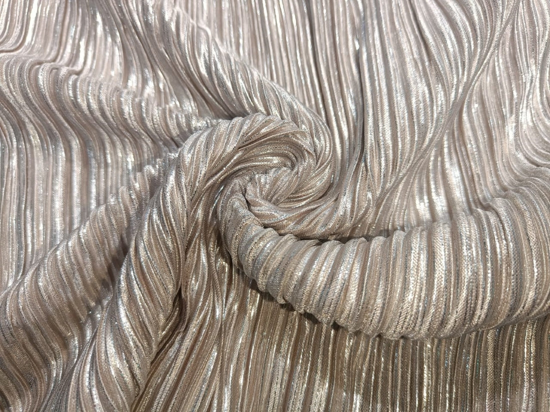 Black x Silver Lurex Pleated Fabric ~ 58'' Wide