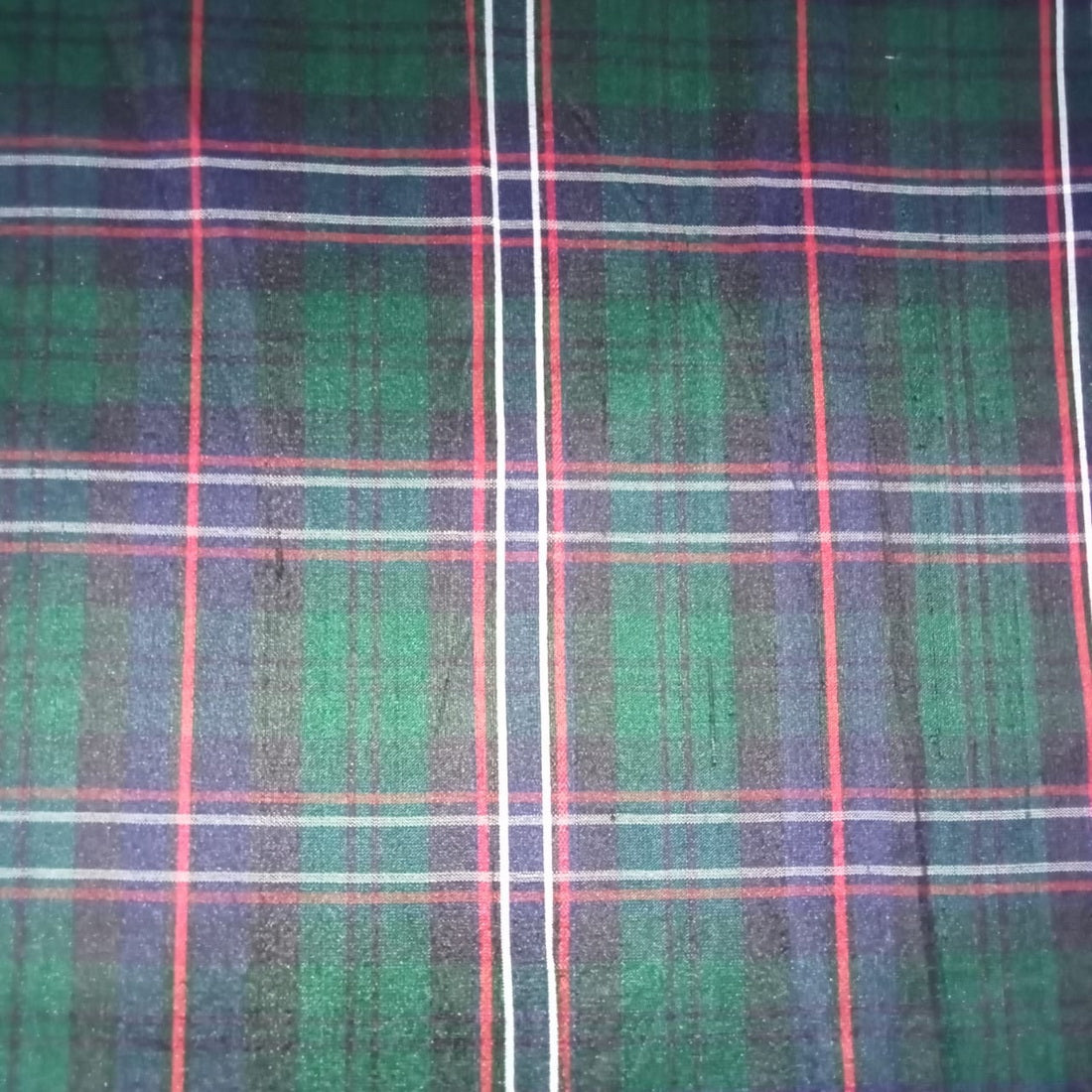 100% silk dupion red blue green tartan Plaids fabric 54&quot; wide