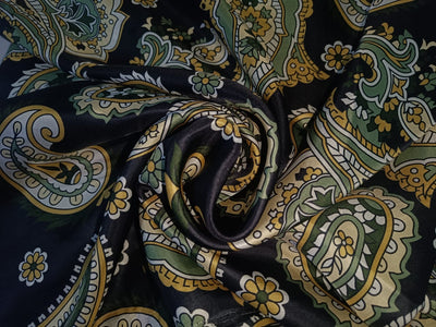 100% silk twill printed fabric 44" wide paisley [12898]