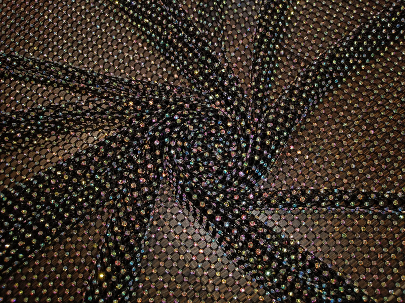 Rhinestone Mesh, Stretchable black Fabric Crystal Diamond Stretch Crys –  The Fabric Factory
