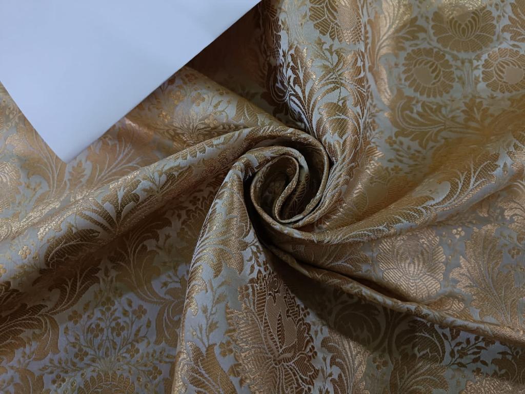 Silk Brocade fabric gold with gold metallic jacquard color 44 wide  BRO859[1]