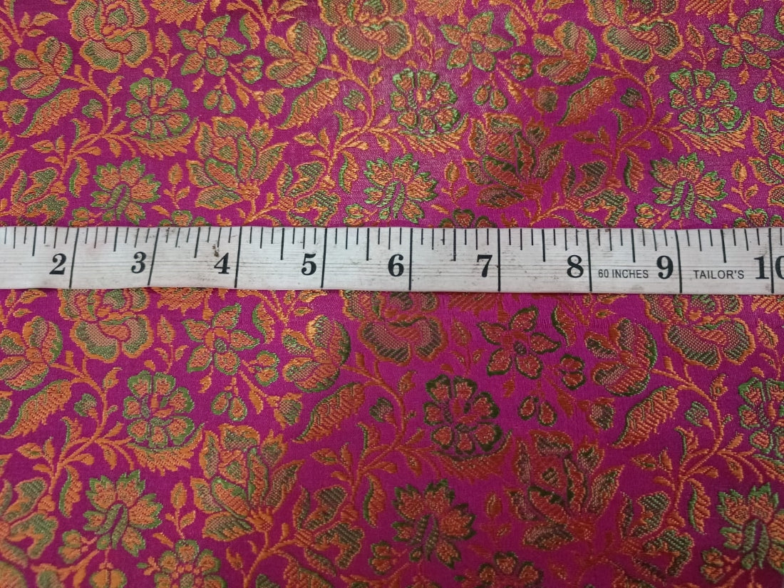 SILK BROCADE FABRIC Hot Pink, orange & Green 44" wide BRO44[4]