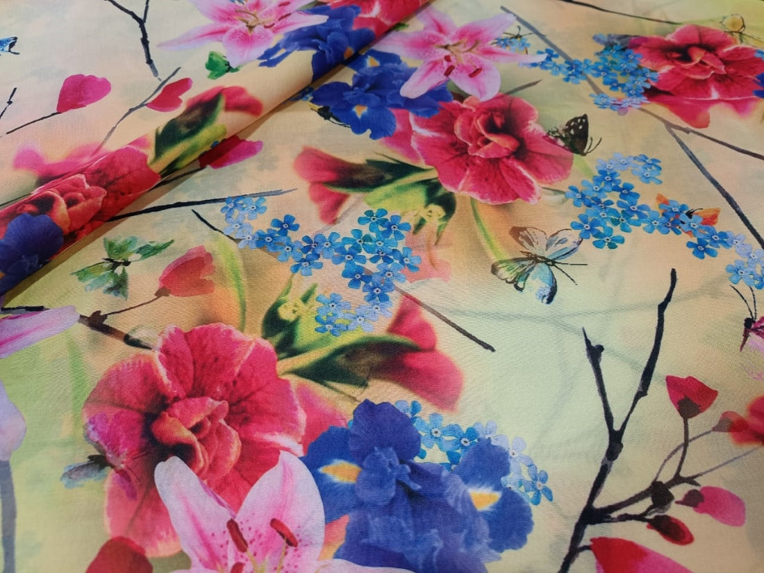 polyester digital floral print 58" wide
