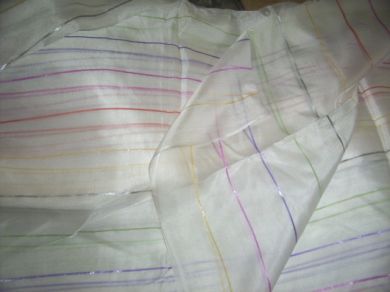 Super soft silk fabric w/ coloured stripes [610]
