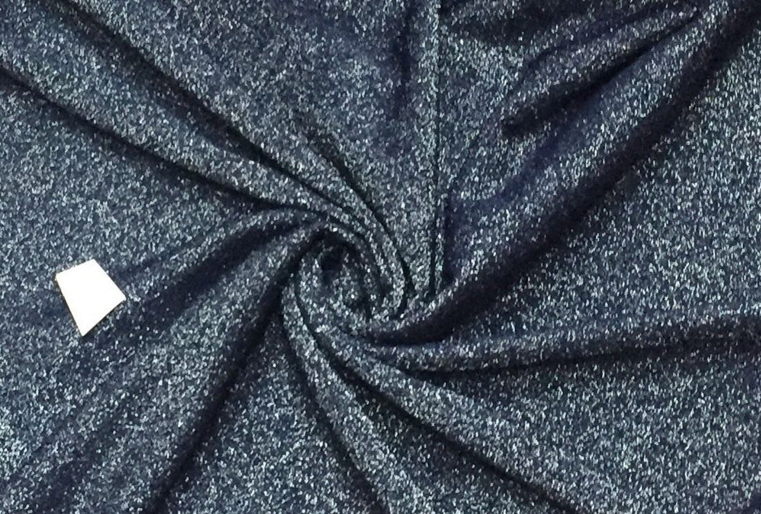 Navy Blue x Silver color shimmer Lycra fabric ~ 58'' wide.