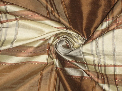 SILK Dupioni FABRIC Creamy Gold, Light Grey & Brown 54" wide DUP#C104