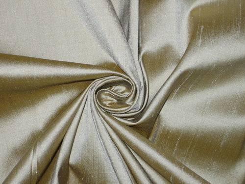 100% Pure SILK Dupioni FABRIC Grey with Mustard Shot colour 44" wide DUP#120