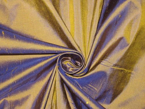 Pure SILK Dupioni FABRIC Yellow x Blue color 54&quot;