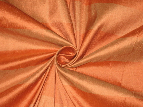 100% SILK Dupioni FABRIC Shades of Orange color Stripes 44" wide DUPS27