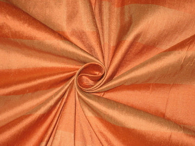 100% SILK Dupioni FABRIC Shades of Orange color Stripes 44" wide DUP#S27