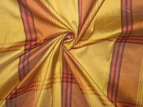 SILK Dupioni FABRIC Red,Gold & Orange color plaids 54" wide DUPC21[1]