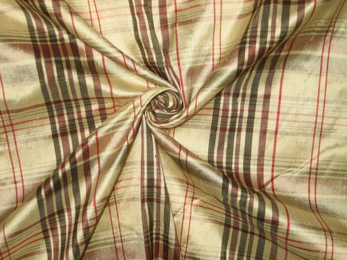 Silk Dupioni Gold with Multi color plaids Fabric 54" wide DUP#C55