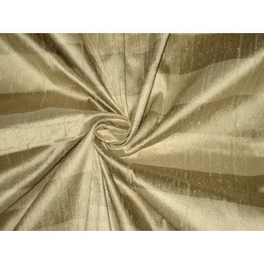 Pure SILK Dupioni FABRIC Light Gold &amp; Greyish Gold stripes*