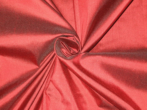 Pure SILK Dupioni FABRIC Blood Red with Black shot color 54&quot;