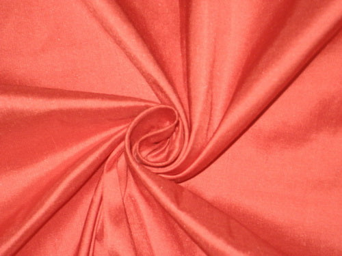 100% Pure SILK Dupion FABRIC Pure Coral colour 54" wide DUP#108[2]