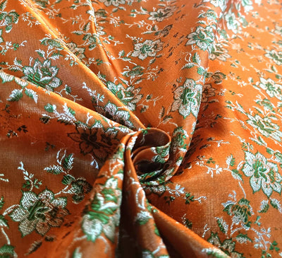 Silk Brocade fabric Orange,Gold & Green 44"  wide BRO19[3]