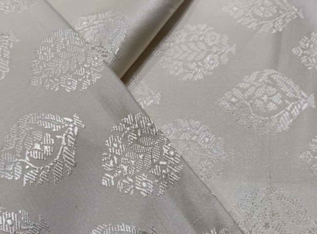 100% silk brocade white color 44" wide BRO70[5]