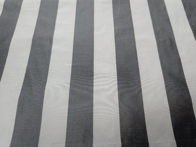 Silk taffeta one inch stripe~white / charcoal grey 54" wide TAFS12[1]