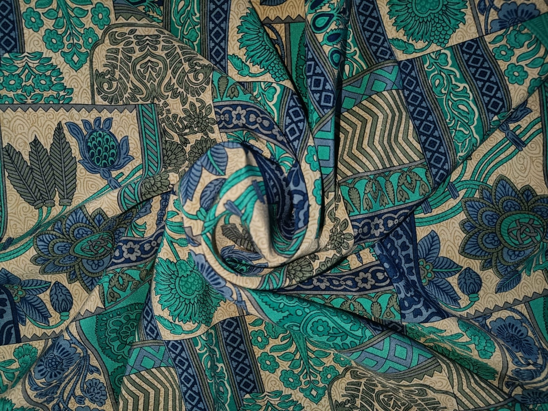 Pure silk crepe printed fabric 21 mm weight [8138]