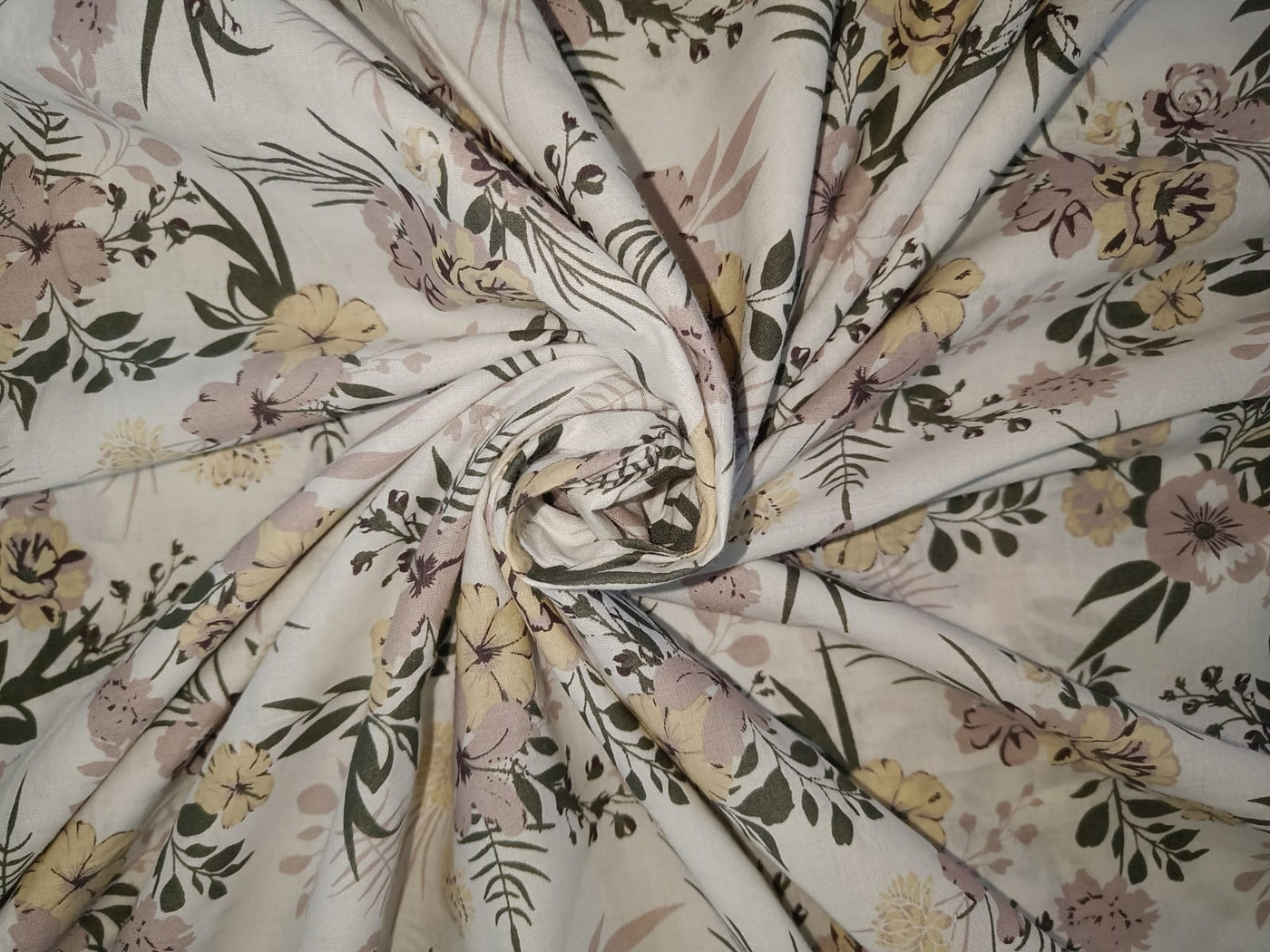 100% Pure Cotton lawn pastel floral  printed fabric  58" wide