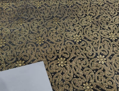 Silk Brocade fabri available in two designs green and red/ black and metallic gold color 44" wide BRO68