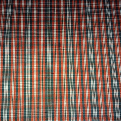 100% silk Dupion green orange PLAIDS fabric 54&quot; wide