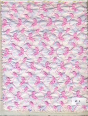 cotton organdy heavy embroidery~small pink floral