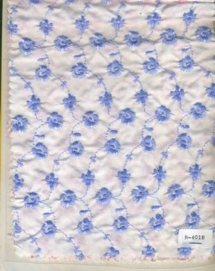 cotton organdy heavy embroidery~small blue floral