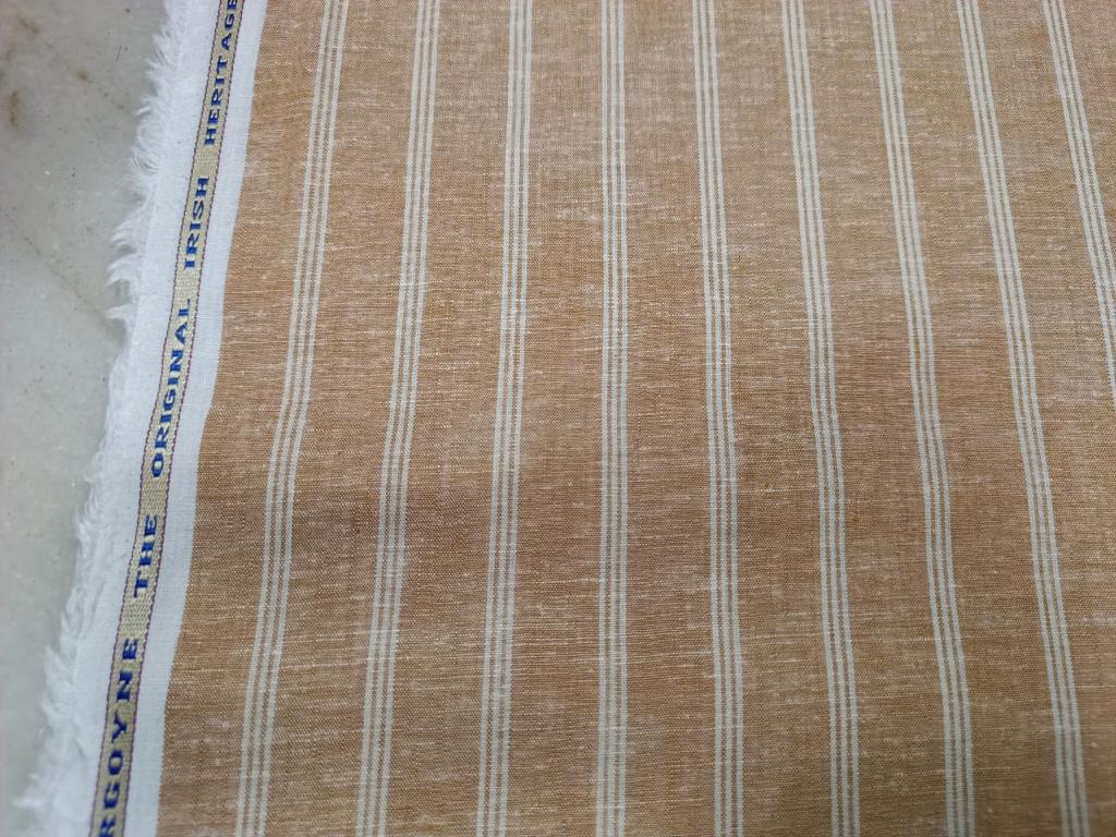 100% Linen Ivory / Brown stripe 60's Lea Fabric 58" wide [12707]