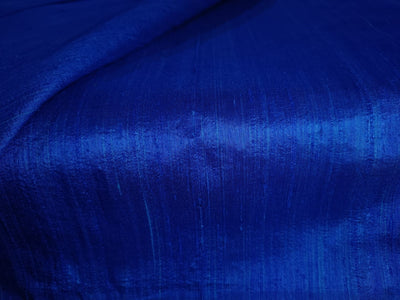 100% PURE SILK DUPION FABRIC ROYAL BLUE colour 54" wide WITH SLUBS MM2[5]