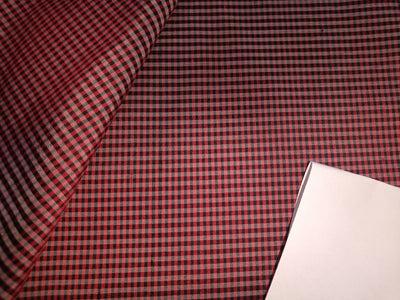 silk dupioni small plaids RED ,BLACK AND WHITE 54" wide DUP#C48